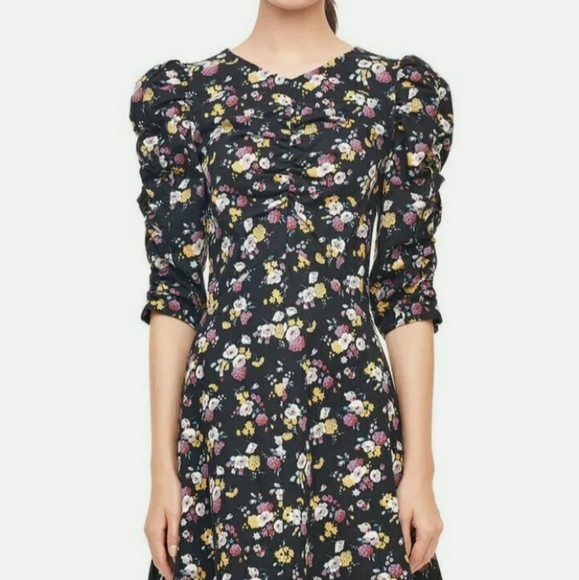 NWT REBECCA TAYLOR LA VIE WINTER POSEY FLORAL PRINT SILK TWILL DRESS SIZE M - Picture 2 of 11
